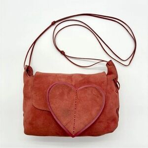 Gucci Tom Ford Era Red Suede Crossbody Bag with Heart Detail